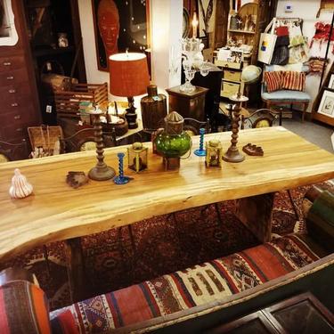 9ft long, cypress wood slab table $2,200
