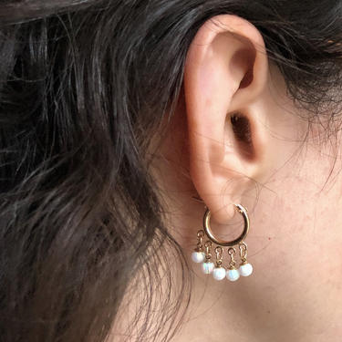 Opal fringe hoops in 14k gold-filled chandelier earrings 