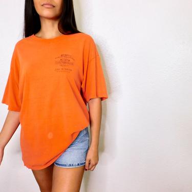 Harley Davidson Jackson Tennessee Tee // vintage orange dress shirt cotton t-shirt t shirt biker hippie hippy thin distressed // O/S 