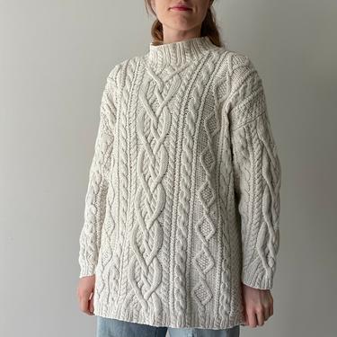Vintage White The Limited Hand Knit Cotton Ramie Blend Cable knit Sweater Size Medium 