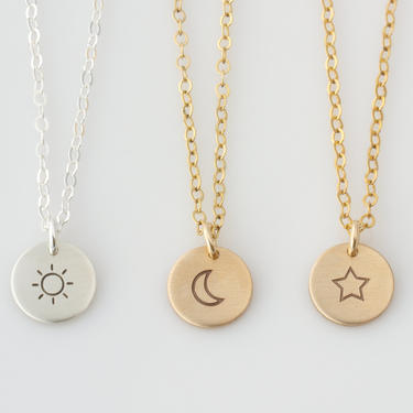 Sun Necklace, Moon Necklace, Star Necklace, Dainty Crescent Moon Celestial Necklace, I Love You to the Moon and Back, Gift for Mom 