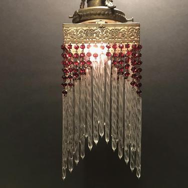 Set of Four Vintage Glass Straw Prism European Light Shade 1920 Art Deco Art Nouveau Restored 