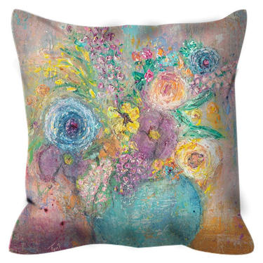 Outdoor Floral Art Pillows - Original Artwork &amp;quot;Blooming Spring&amp;quot; ~ Roses ~ Floral Pillow ~ Floral Art 
