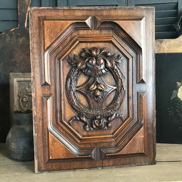 French Architectural Wood Door Panel, Scroll Wreath, Carved Cabinet Doors, Wall Mount, Wall Art, Chateau Decor 