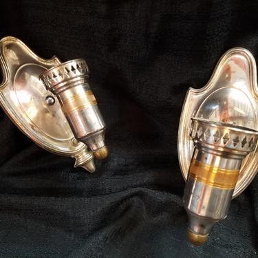 Pair of Antique Silvered Sconces. 4 x 8.5