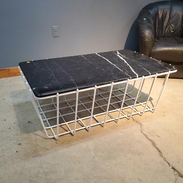 Black Marble and White Wire Coffee Table