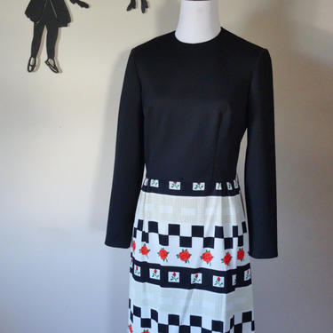 Vintage 1960's Maxi  Dress / 60s Polyester Dress S  tr 