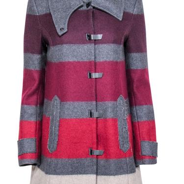 Rag & Bone - Gray & Purple Striped Wool Blend Toggle Coat Sz S