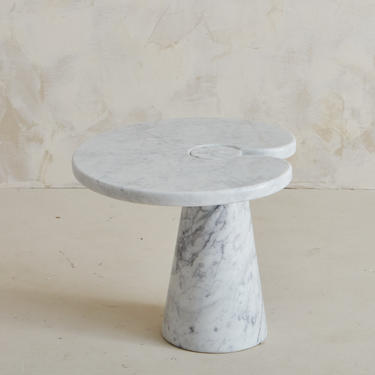 Carrara Marble Italian Side Table in the Style of Angelo Mangiarotti