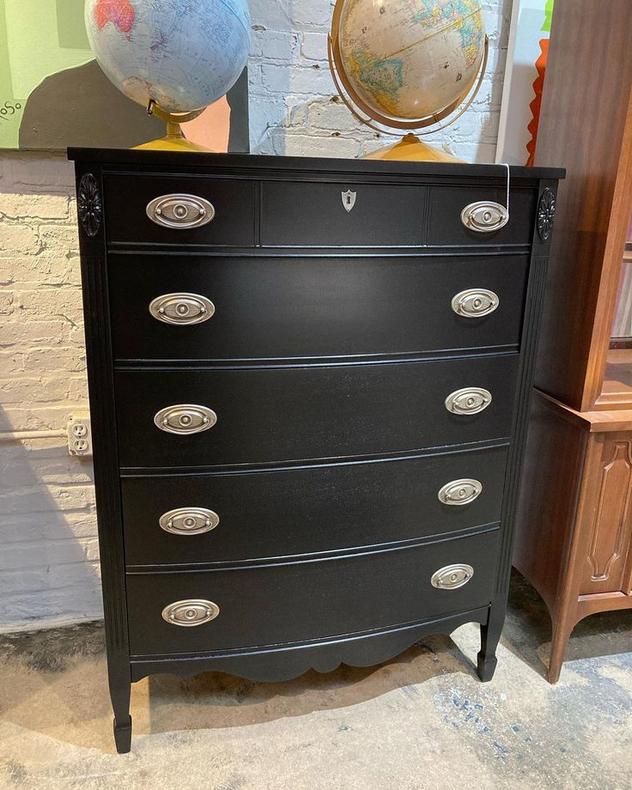 Painted black tall chest of drawers,Dixie furniture company. 36” x 19.5” x 47.5”