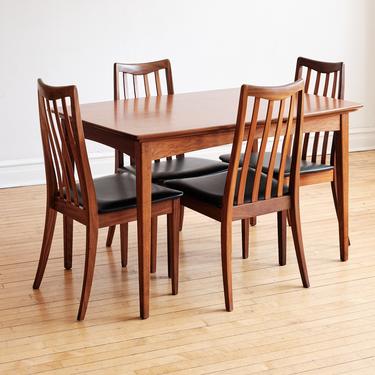 Mid Century Danish Modern Surfboard Dining Table and Four Chairs 