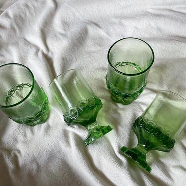 Vintage Franciscan Madeira Citron Lime Green Goblet | Set of 3 | Small Green Glassware | Vintage Wine Glasses | Vintage Barware 