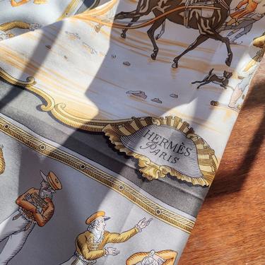 Private Listing Hermes Gray Gold Silk Scarf