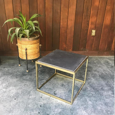 Vintage Mid-Century Seagrams Brass Cube Side Table 
