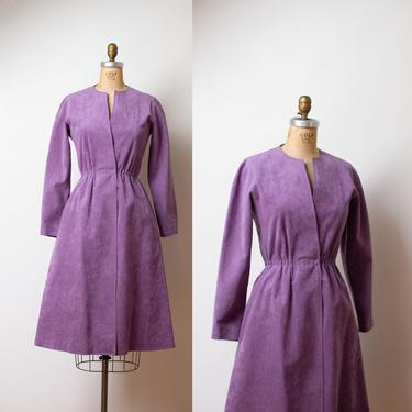 1970s Halston Ultrasuede Dress / 70s Lavender Micro Suede Dress 