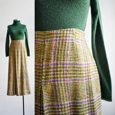 Vintage Wool Plaid Maxi Skirt 