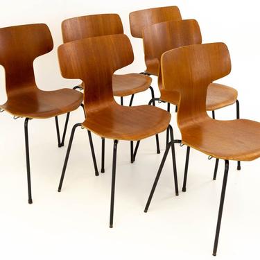 Arne Jacobsen for Fritz Hansen Model No. 3103 Teak Mid Century Hammer Chairs - mcm 