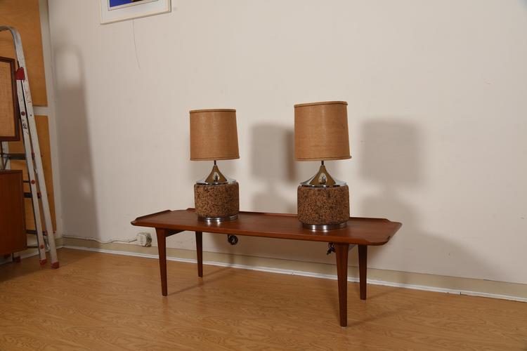 Pair of Cork and Chrome Lamps