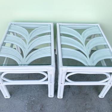 Pair of Island Chic Palm End Tables