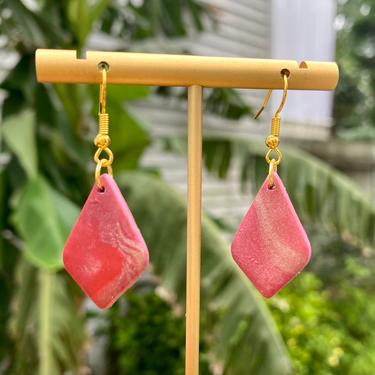 Red Marbled Clay Drop Earrings 