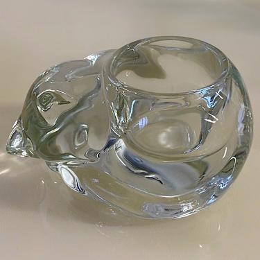Sleeping Cat Glass Candle Holder