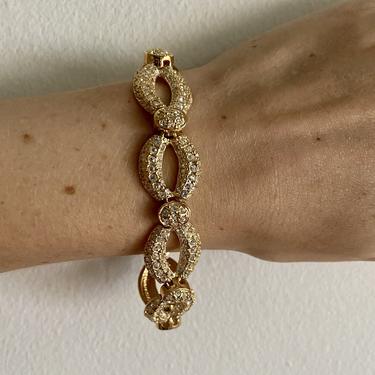 Pretty Gold & Diamond Rhinestone Pave Link Bracelet