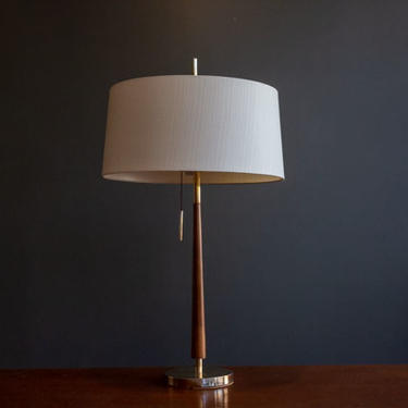 Danish Walnut & Brass Table Lamp