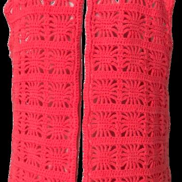 60s/70s Neon Pink Open Knit Sweater Vest Duster