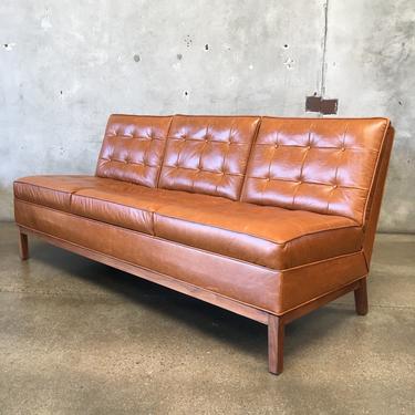 Mid Century Modern Leather Slipper Sofa