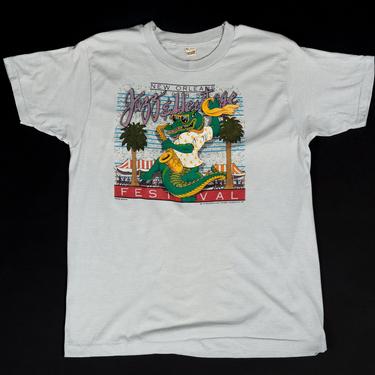 Vintage 1985 New Orleans Jazz Fest T Shirt - Large | 80s Alligator Music Graphic Concert Tee 