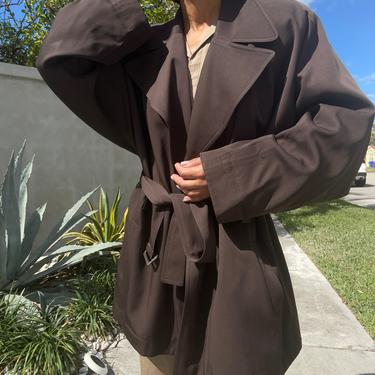 vintage pure wool oversized draped minimal trench 