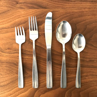 Vintage Gense of Sweden Facette Flatware 5 Piece Place Setting - Knife, Forks, Spoons 