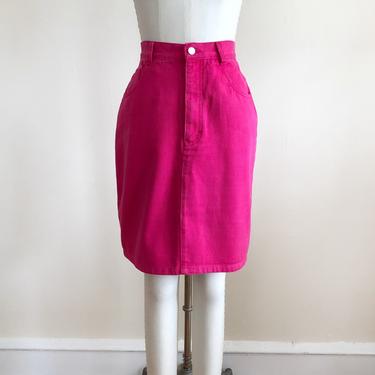 Bright Pink Denim Mini Skirt - 1980s 