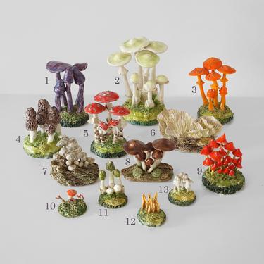 maria maravigna mushroom collection, maria maravigna ceramic mushroom lot, maravigna mushrooms, 13 maravigna ceramic mushrooms, ceramic art 