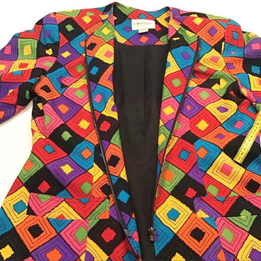 Vintage Colorful Escada Jacket / Blazer Size 12,1990s, 