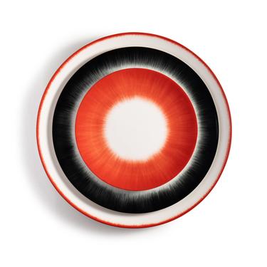 Off White / Shadow Red Trim Place Setting