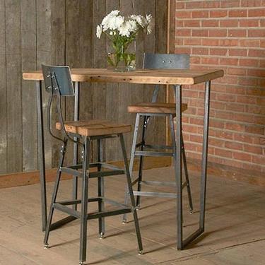 Stool with steel back in three heights (18&amp;quot; table height, 25&amp;quot; counter height, 30&amp;quot; bar height&amp;quot;).  Your choice of wood finish and height. 