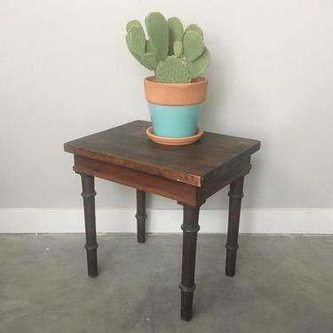 mini vintage mid century wooden side table / plant stand