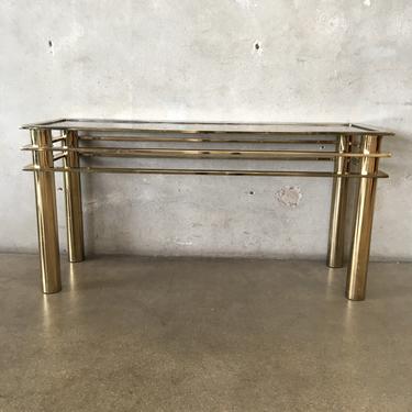 Mid Century Console Table - Gold With Smoked Glass