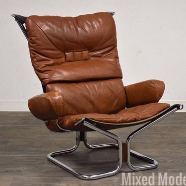 Igmar Relling for Westnofa Leather and Chrome Lounge Chair 