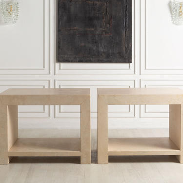 Pair of Italian Travertine Side Tables by CIM