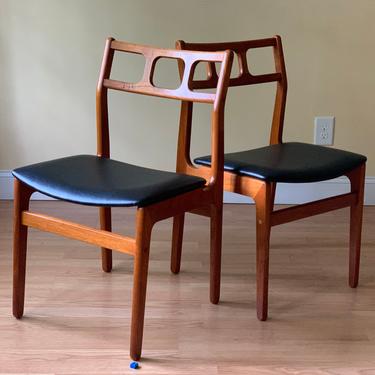 Two Danish Teak Dining chairs or Desk Chairs, by D-Scan 