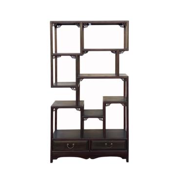 Chinese Brown Stain Treasure Display Curio Cabinet Room Divider cs7160E 