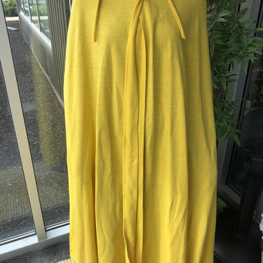 Vintage 1970's Ritual CLOAK with HOOD. Super Bright YELLOW Cape 