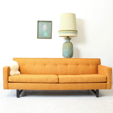 Mustard Tweed 1960’s Sofa New Upholstery 