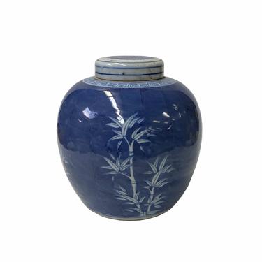 Chinese Hand-paint Bamboo Graphic Blue White Porcelain Ginger Jar ws1710E 