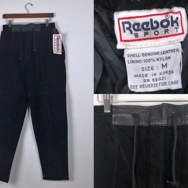 1990s Vintage Deadstock Reebok Black Suede Pants - Size M by HighEnergyVintage