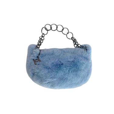 Chanel Blue Fur Chain Bag