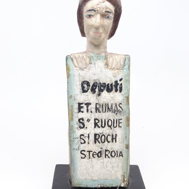 Early 1900 Saint Roch Polychrome Santos, Antique Hand Carved Hand Painted, Patron Saint of Dogs, Vintage Religious Folk Art, Philippines 