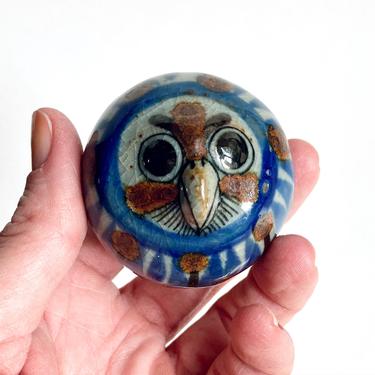 Vintage Jorge Wilmot Tonala Pottery Baby Owl Owlet Figurine, 1980s Mexico Signed 